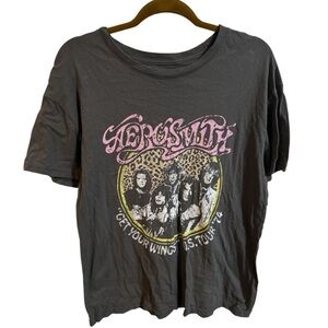Aerosmith Graphic Tee in Gray and Pink